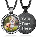 Custom4U Picture Necklace Personalized Photo Circle Chain for Men Women