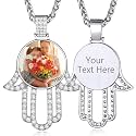 Custom4U Picture Necklace Personalized Photo Circle Chain for Men Women