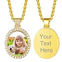 Custom4U Picture Necklace Personalized Photo Circle Chain for Men Women