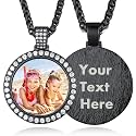 Custom4U Picture Necklace Personalized Photo Circle Chain for Men Women