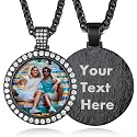 Custom4U Picture Necklace Personalized Photo Circle Chain for Men Women