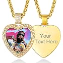 Custom4U Picture Necklace Personalized Photo Circle Chain for Men Women