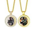 Custom4U Picture Necklace Personalized Photo Circle Chain for Men Women