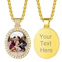 Custom4U Picture Necklace Personalized Photo Circle Chain for Men Women