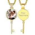 Custom4U Picture Necklace Personalized Photo Circle Chain for Men Women