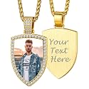 Custom4U Picture Necklace Personalized Photo Circle Chain for Men Women