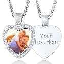 Custom4U Picture Necklace Personalized Photo Circle Chain for Men Women