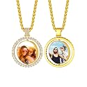 Custom4U Picture Necklace Personalized Photo Circle Chain for Men Women
