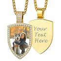 Custom4U Picture Necklace Personalized Photo Circle Chain for Men Women