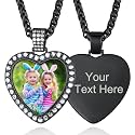 Custom4U Picture Necklace Personalized Photo Circle Chain for Men Women
