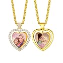 Custom4U Picture Necklace Personalized Photo Circle Chain for Men Women