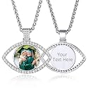 Custom4U Picture Necklace Personalized Photo Circle Chain for Men Women