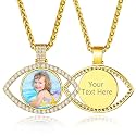 Custom4U Picture Necklace Personalized Photo Circle Chain for Men Women