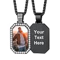 Custom4U Picture Necklace Personalized Photo Circle Chain for Men Women