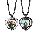 Custom4U Picture Necklace Personalized Photo Circle Chain for Men Women