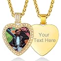 Custom4U Picture Necklace Personalized Photo Circle Chain for Men Women