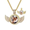 Custom4U Picture Necklace Personalized Photo Circle Chain for Men Women