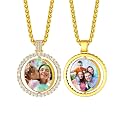 Custom4U Picture Necklace Personalized Photo Circle Chain for Men Women