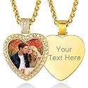 Custom4U Picture Necklace Personalized Photo Circle Chain for Men Women