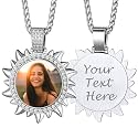 Custom4U Picture Necklace Personalized Photo Circle Chain for Men Women