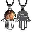 Custom4U Picture Necklace Personalized Photo Circle Chain for Men Women