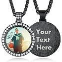 Custom4U Picture Necklace Personalized Photo Circle Chain for Men Women