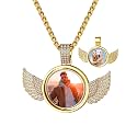 Custom4U Picture Necklace Personalized Photo Circle Chain for Men Women