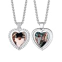 Custom4U Picture Necklace Personalized Photo Circle Chain for Men Women