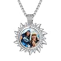 Custom4U Picture Necklace Personalized Photo Circle Chain for Men Women