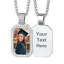 Custom4U Picture Necklace Personalized Photo Circle Chain for Men Women