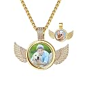 Custom4U Picture Necklace Personalized Photo Circle Chain for Men Women