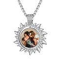Custom4U Picture Necklace Personalized Photo Circle Chain for Men Women