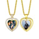 Custom4U Picture Necklace Personalized Photo Circle Chain for Men Women