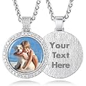 Custom4U Picture Necklace Personalized Photo Circle Chain for Men Women