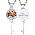 Custom4U Picture Necklace Personalized Photo Circle Chain for Men Women