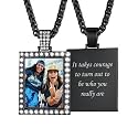 Custom4U Picture Necklace Personalized Photo Circle Chain for Men Women