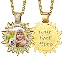 Custom4U Picture Necklace Personalized Photo Circle Chain for Men Women