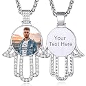 Custom4U Picture Necklace Personalized Photo Circle Chain for Men Women