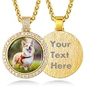 Custom4U Picture Necklace Personalized Photo Circle Chain for Men Women