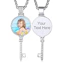 Custom4U Picture Necklace Personalized Photo Circle Chain for Men Women