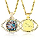 Custom4U Picture Necklace Personalized Photo Circle Chain for Men Women