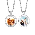 Custom4U Picture Necklace Personalized Photo Circle Chain for Men Women