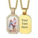 Custom4U Picture Necklace Personalized Photo Circle Chain for Men Women