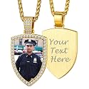 Custom4U Picture Necklace Personalized Photo Circle Chain for Men Women