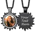 Custom4U Picture Necklace Personalized Photo Circle Chain for Men Women