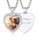 Custom4U Picture Necklace Personalized Photo Circle Chain for Men Women