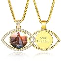 Custom4U Picture Necklace Personalized Photo Circle Chain for Men Women