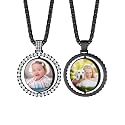 Custom4U Picture Necklace Personalized Photo Circle Chain for Men Women