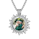 Custom4U Picture Necklace Personalized Photo Circle Chain for Men Women