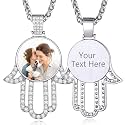 Custom4U Picture Necklace Personalized Photo Circle Chain for Men Women